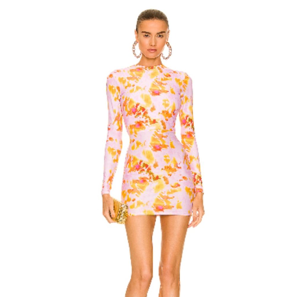 Alex Perry Pink and Yellow Floral Mini Dress